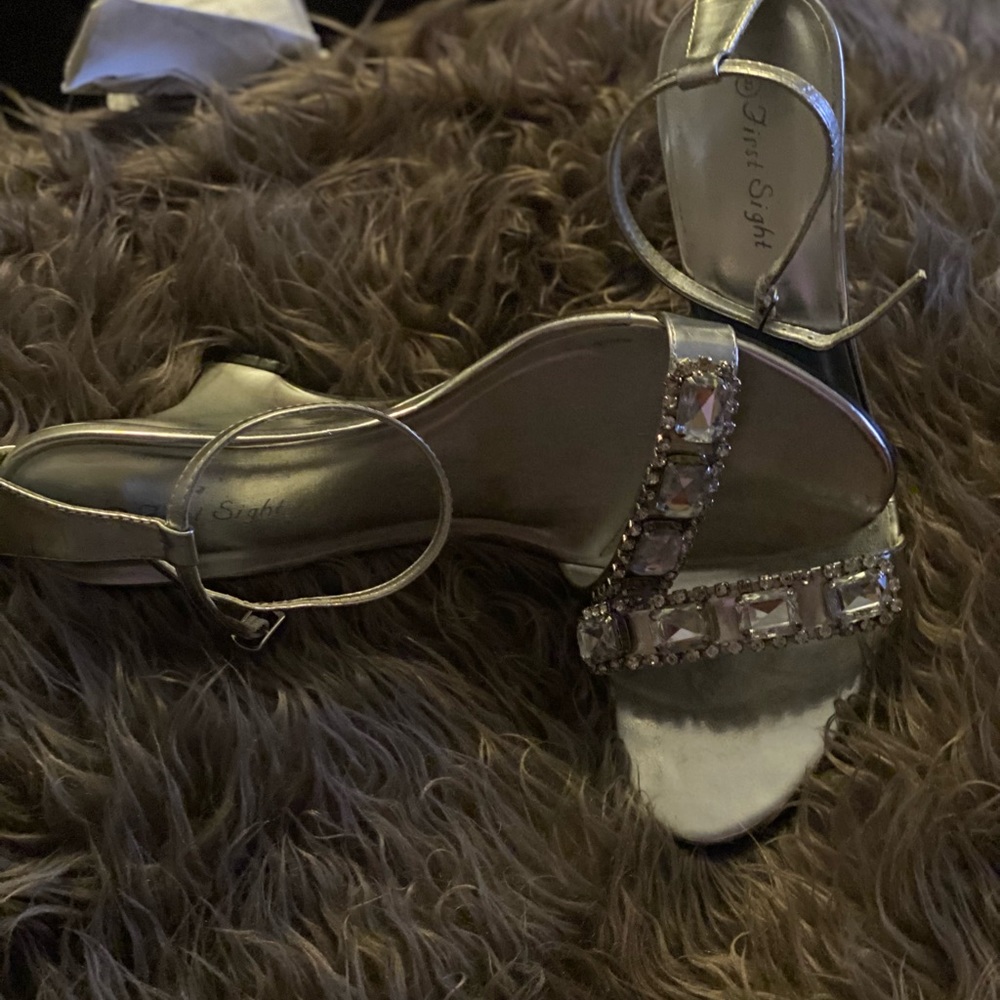 First Sight wedge silver sandal with bling size 8